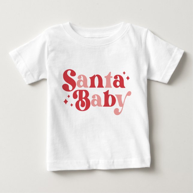 Camiseta De Bebé Navidades Santa Bebé Cute escritura moderna de tip (Anverso)