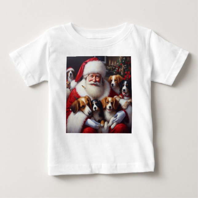 Camiseta De Bebé Navidades Santa Claus con perros 2 (Anverso)