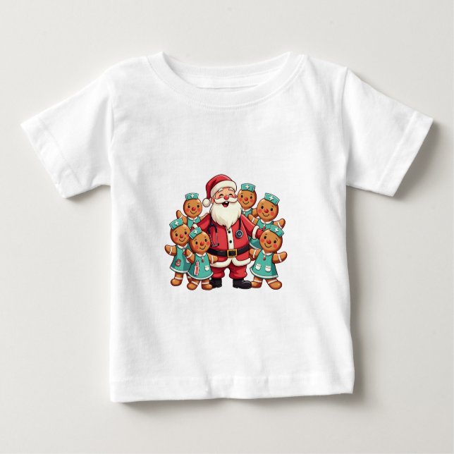 Camiseta De Bebé Navidades Santa Claus Gingerbread Enfermeras (Anverso)