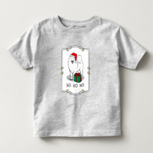 Camiseta De Bebé Navidades Santa Claus Gorra Samoyed Dog Funny