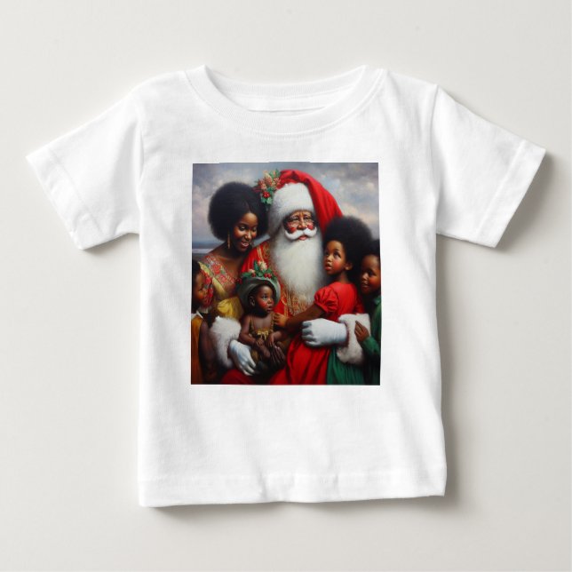 Camiseta De Bebé Navidades Santa con niños 7 (Anverso)