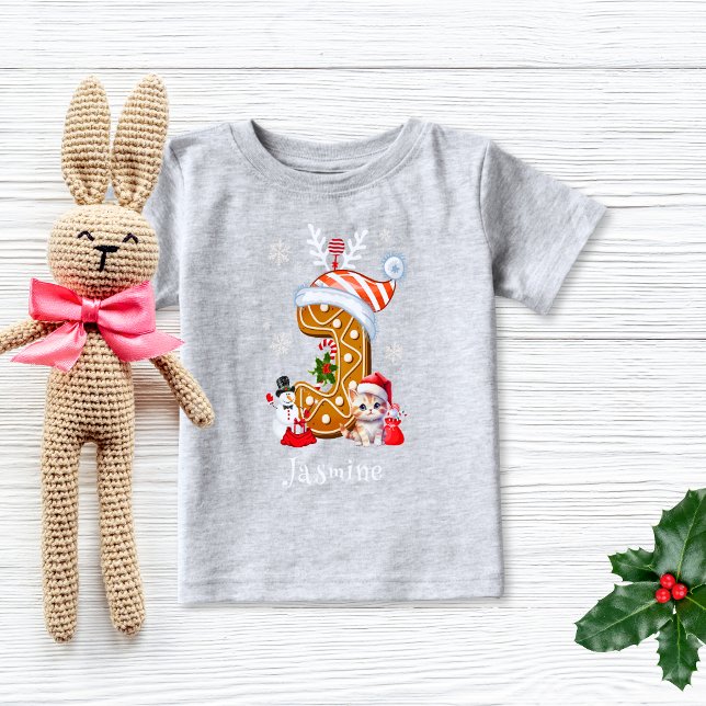 Camiseta De Bebé Navidades Santa Gingerbread Nombre Letra J Chica (Subido por el creador)