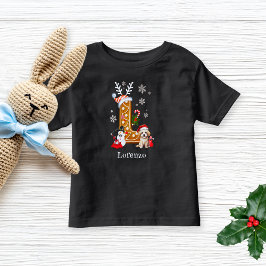Camiseta De Bebé Navidades Santa Gingerbread Nombre Letra L Boy