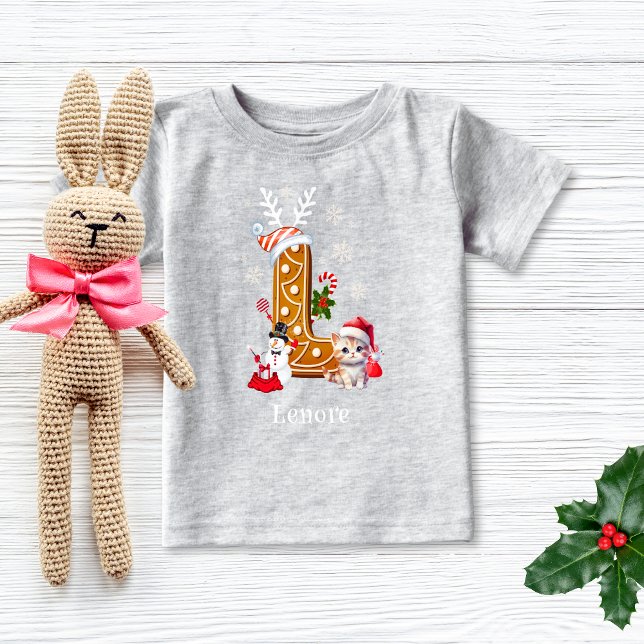 Camiseta De Bebé Navidades Santa Gingerbread Nombre Letra L Chica (Subido por el creador)