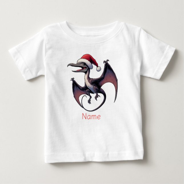 Camiseta De Bebé Navidades Santa hat pterodáctilo (Anverso)