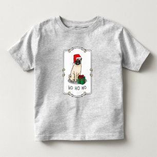 Camiseta De Bebé Navidades Santa Hat Pug Dog (flor claro) Cute