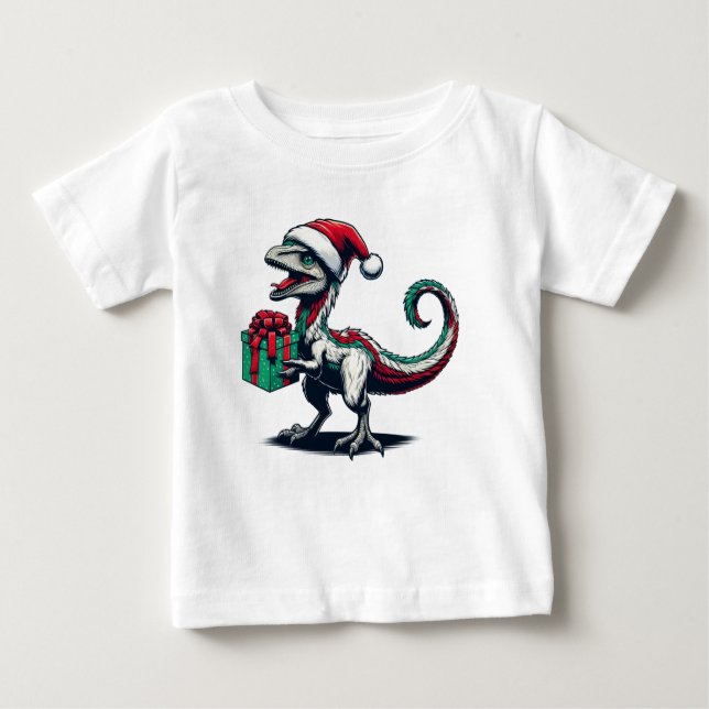 Camiseta De Bebé Navidades Santa hat raptor (Anverso)