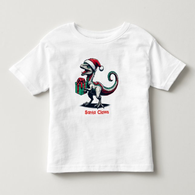 Camiseta De Bebé Navidades Santa hat raptor (Anverso)