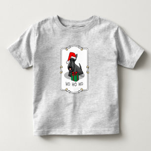 Camiseta De Bebé Navidades Santa Hat Scottish Terrier (negro)