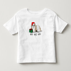 Camiseta De Bebé Navidades Santa Hat Shih Tzu (blanco moreno) Perro