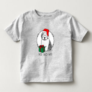 Camiseta De Bebé Navidades Santa Old English Sheepdog (Gris 1) Cute