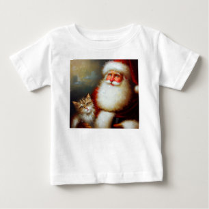Camiseta De Bebé Navidades Santa y un gato 2