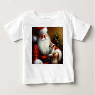 Camiseta De Bebé Navidades Santa y un gato 3