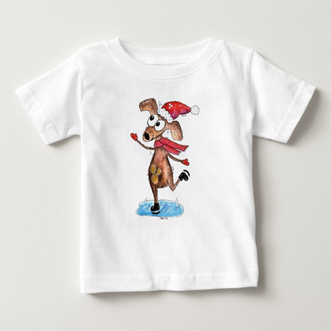 Camiseta De Bebé Navidades singulares haciendo patines de hielo (Anverso)