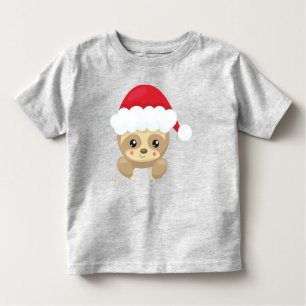 Camiseta De Bebé Navidades Sloth, Corte Sloth, Santa Hat, Navidad