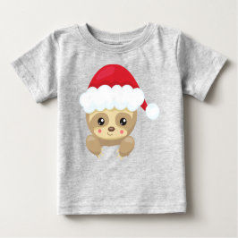 Camiseta De Bebé Navidades Sloth, Corte Sloth, Santa Hat, Navidad