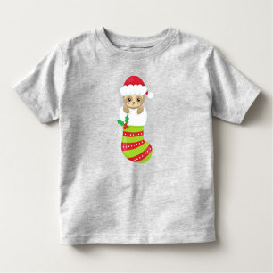 Camiseta De Bebé Navidades Sloth, Navidades de pie, Santa Hat