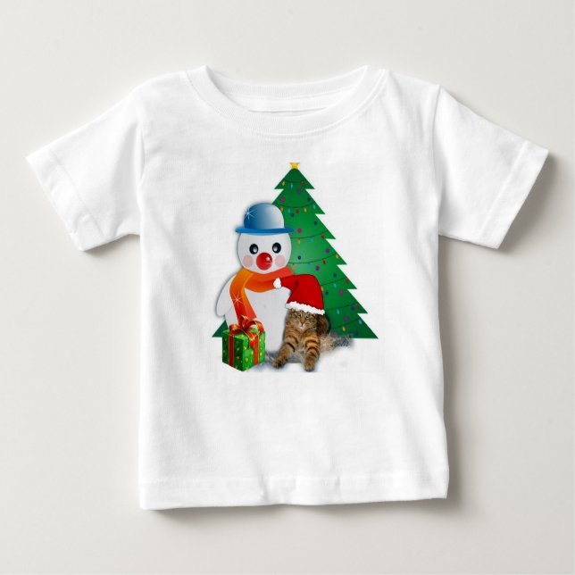Camiseta De Bebé Navidades Snowman Cotton Baby Shirt (Anverso)