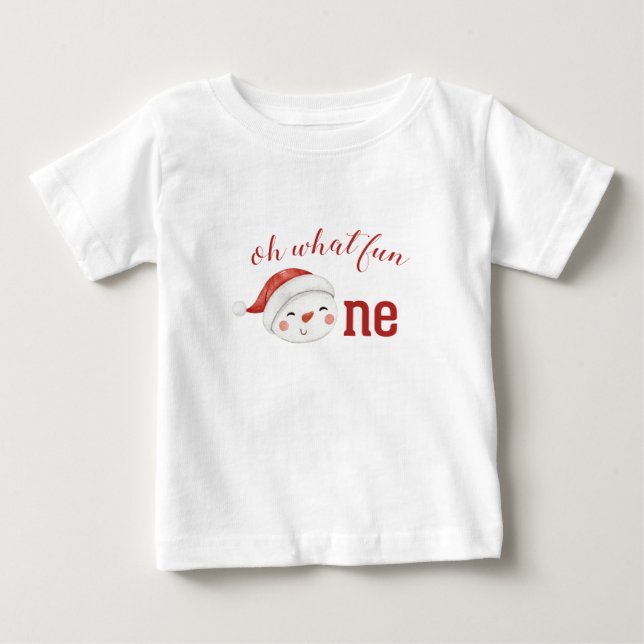 Camiseta De Bebé Navidades Snowman primer bebé cumpleaños (Anverso)