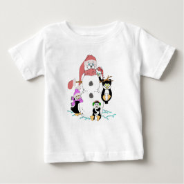 Camiseta De Bebé Navidades Snowman Y Penguins