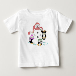 Camiseta De Bebé Navidades Snowman Y Penguins