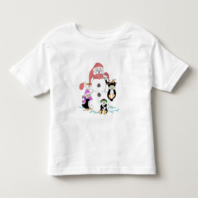 Camiseta De Bebé Navidades Snowman Y Penguins (Anverso)