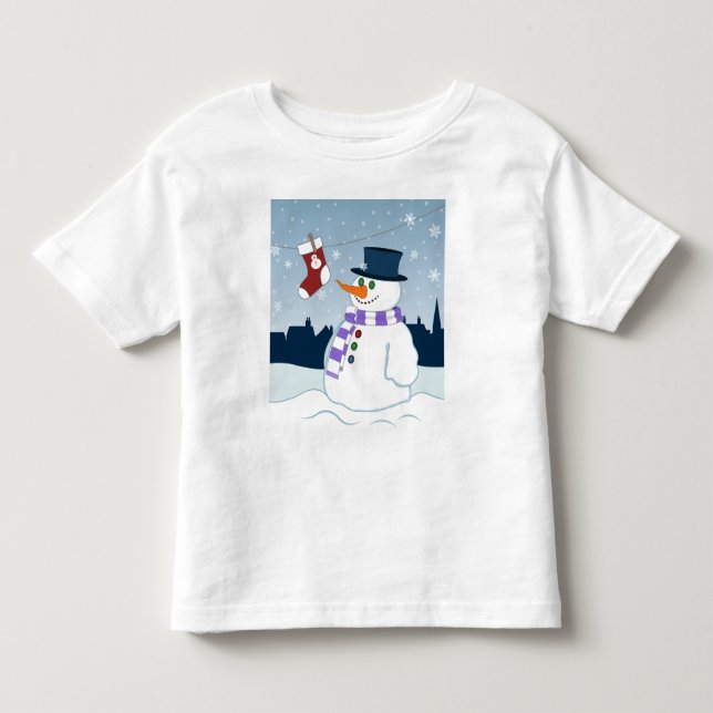 Camiseta De Bebé Navidades Snowman y Stocking (Anverso)