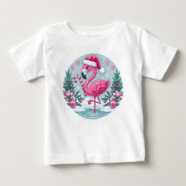 Camiseta De Bebé Navidades Sublimación Flamingo Clipart-10424 (Anverso)