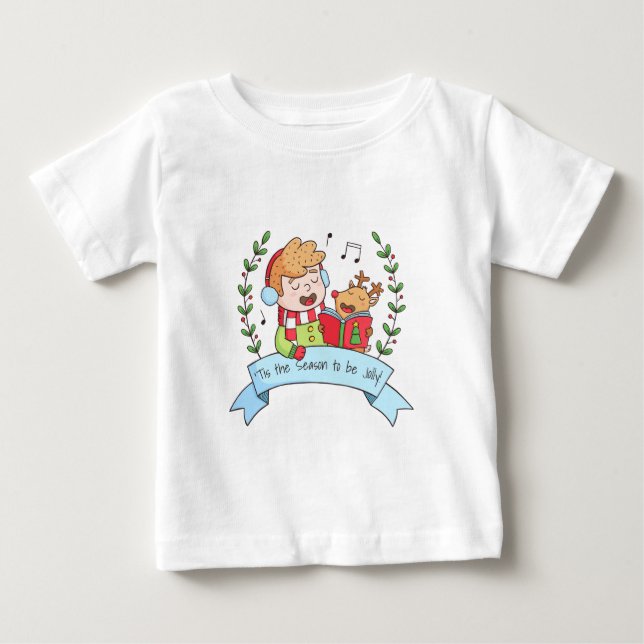 Camiseta De Bebé Navidades tontos villan a niño y reno tee (Anverso)