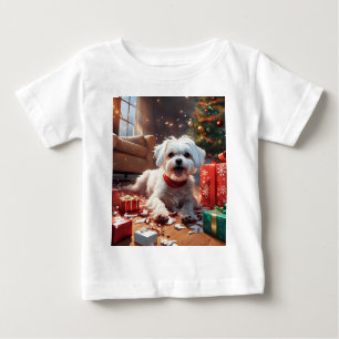 Camiseta De Bebé Navidades traviesos cachorro, lindo, gracioso, Per