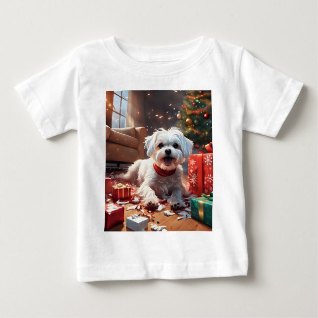 Camiseta De Bebé Navidades traviesos cachorro, lindo, gracioso, Per (Anverso)