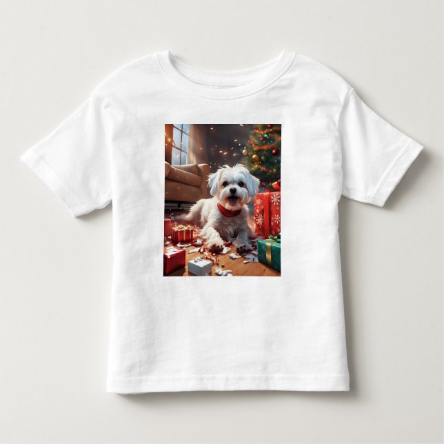 Camiseta De Bebé Navidades traviesos cachorro, lindo, gracioso, Per (Anverso)