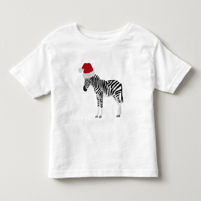 Camiseta De Bebé Navidades Zebra graciosa animal con Santa Hat (Anverso)