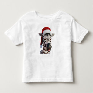 Camiseta De Bebé Navidades Zebra Graciosa Animal usando Santa Hat
