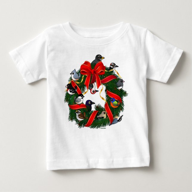Camiseta De Bebé Nd. Aves de patio trasero Birdorable Navidades Wre (Anverso)