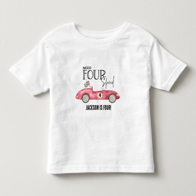 Camiseta De Bebé Necesita cuatro autos de carreras rojas de velocid (Anverso)