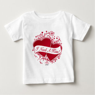 Camiseta De Bebé ¡Necesito un beso! Corazones rojos