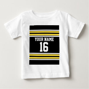 Camiseta De Bebé Negro con franjas amarillas blancas en el equipo J
