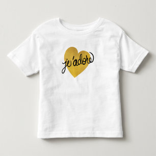 Camiseta De Bebé Negro de la cita el de J'adore y corazón del or