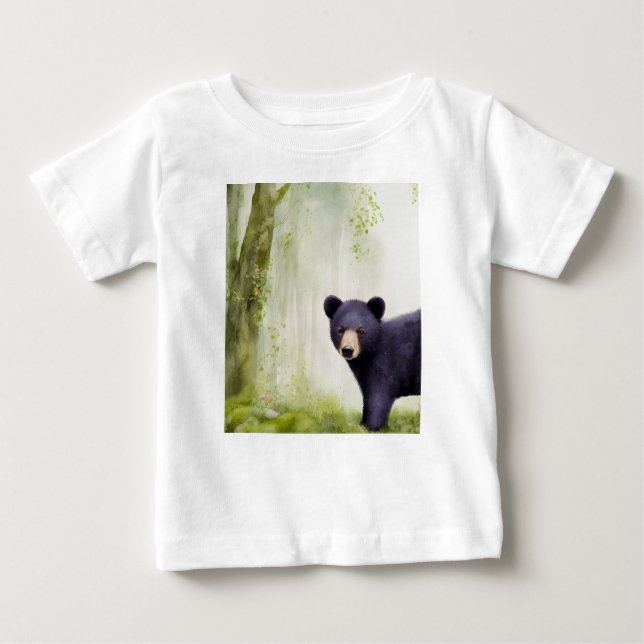 Camiseta de bebé negro de oso negro para niños (Anverso)