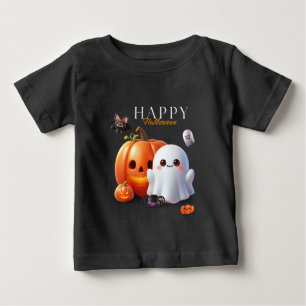 Camiseta De Bebé Negro y Naranja Feliz Halloween