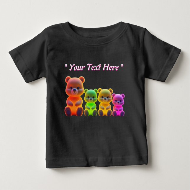 Camiseta De Bebé Neon Bear Family Digital Art (Anverso)