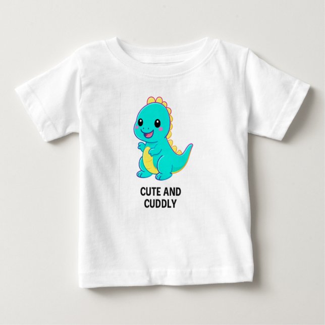 Camiseta De Bebé Neon Dino Kawaii – Cute and Cuddly (Anverso)