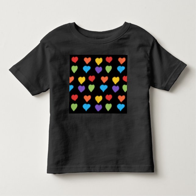 Camiseta De Bebé Neon Hearts Toddler's T-Shirt (Black Multi) (Anverso)