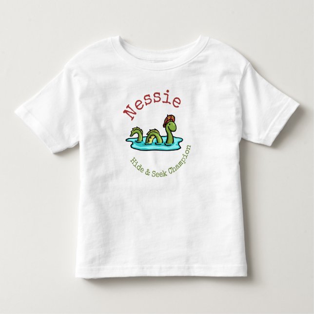 Camiseta De Bebé Nessie, el Monstruo del Lago Ness, Esconde y busca (Anverso)