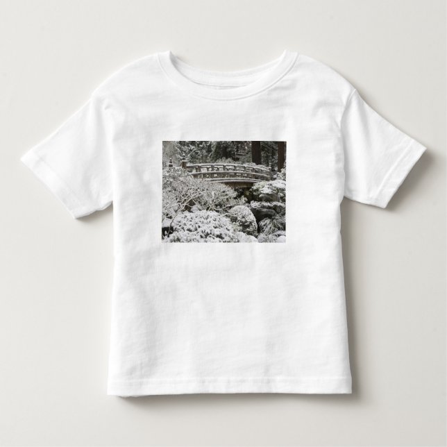 Camiseta De Bebé Nevada en el Jardín Japonés de Portland, (Anverso)