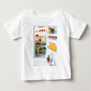 Camiseta De Bebé Nevera abierta llena de comida
