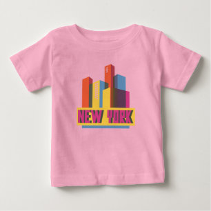 Camiseta De Bebé New York City   Neon Skyline