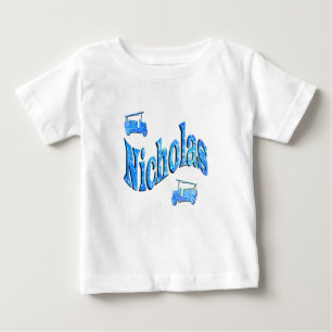 Camiseta De Bebé Nicholas Nombre Con Camiones De Bomberos,