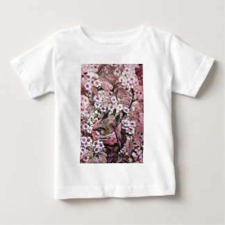 CAMISETA DE BEBÉ NIDO DE AVES,FLORES DE PRIMAVERA BLANCA ROSA Y ÁRB
